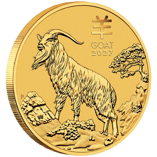 Lunar III Jahr der Ziege 2027 1 oz Goldmünze BU**