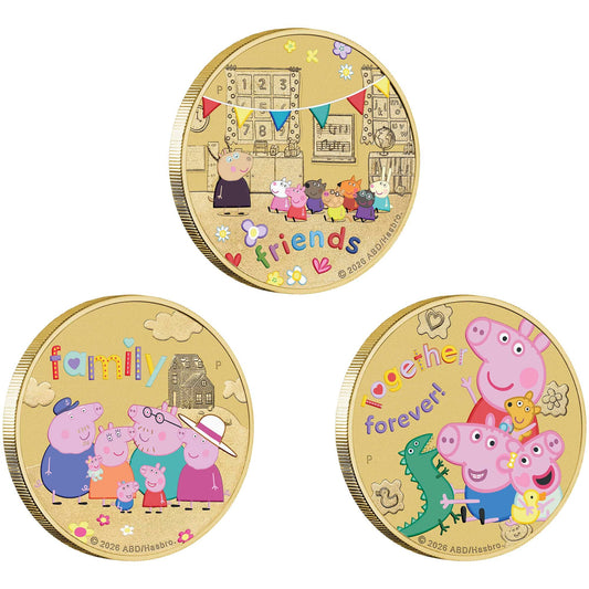 Peppa Pig - Peppa Wutz - Three-Coin Set 2026 Farbe Sammelmünze im Blister in Box