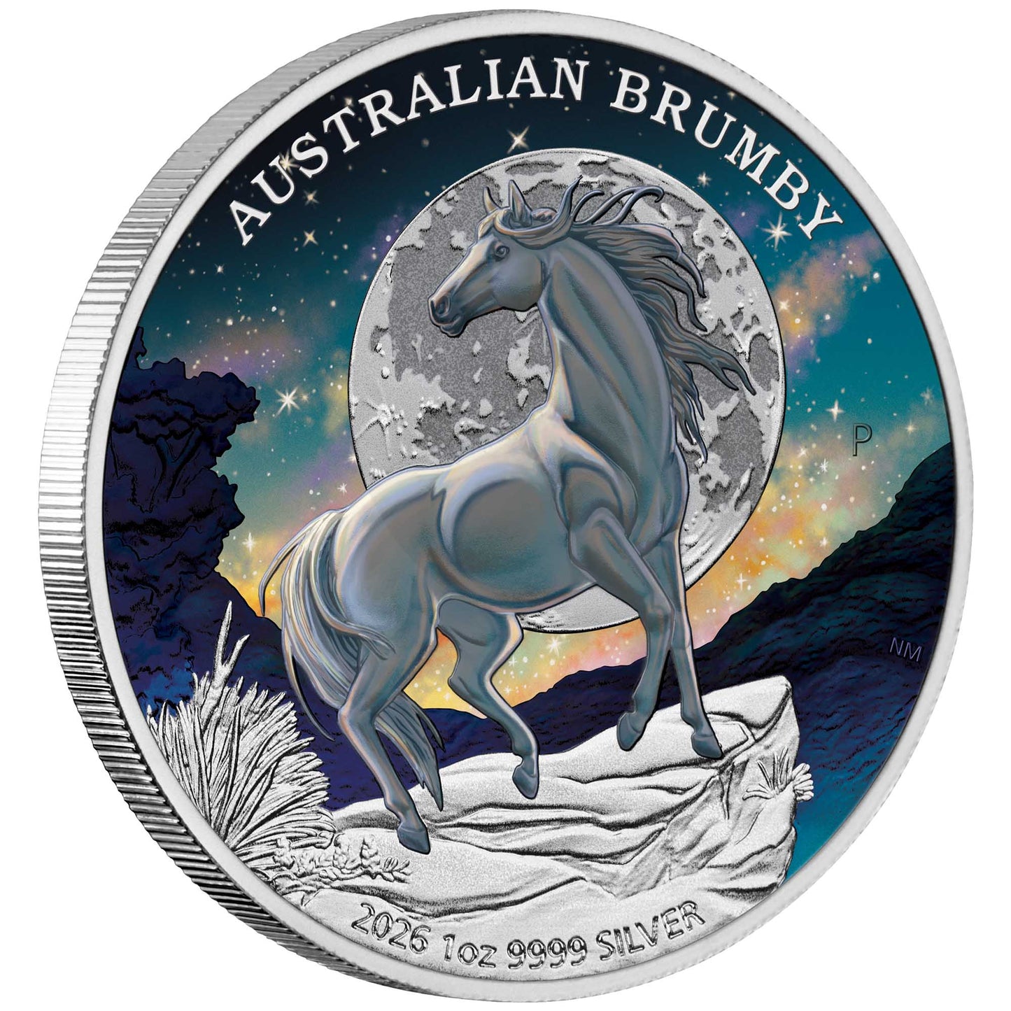 Australian Brumby 2026 1 oz Silbermünze Farbe Color in Box