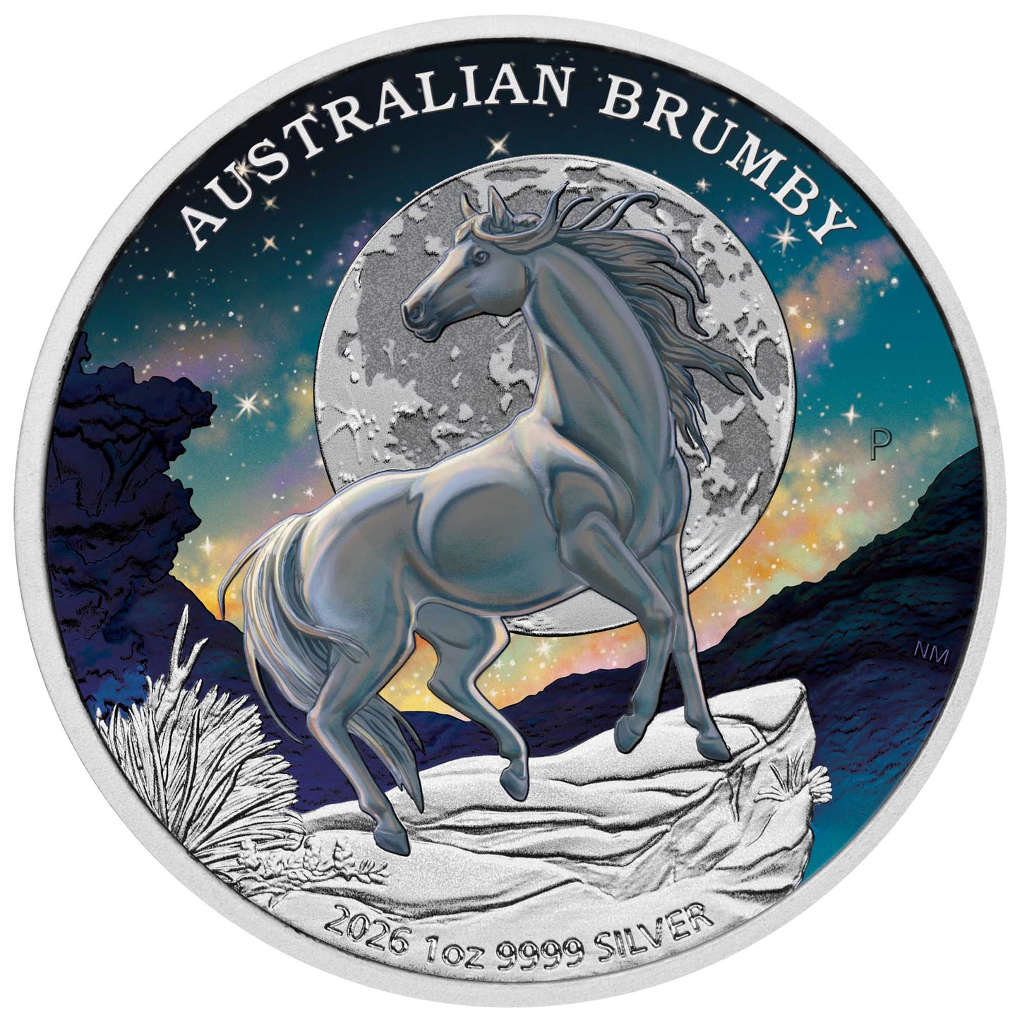 Australian Brumby 2026 1 oz Silbermünze Farbe Color in Box