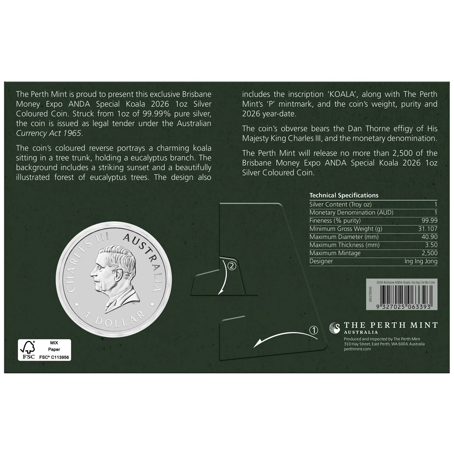 Australien Koala 2026  - Brisbane Money Expo Coin Show Special ANDA - 1 oz Silbermünze Farbe