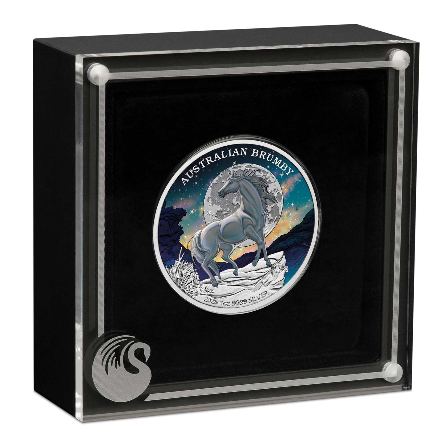 Australian Brumby 2026 1 oz Silbermünze Farbe Color in Box