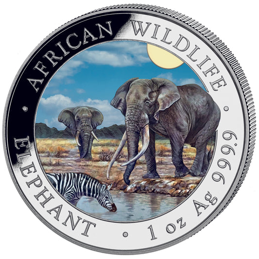 Somalia Elefant 2026 - 1 oz Silbermünze Farbe coloriert