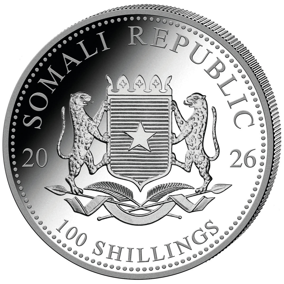 Somalia Elefant 2026 - 1 oz Silbermünze Farbe coloriert