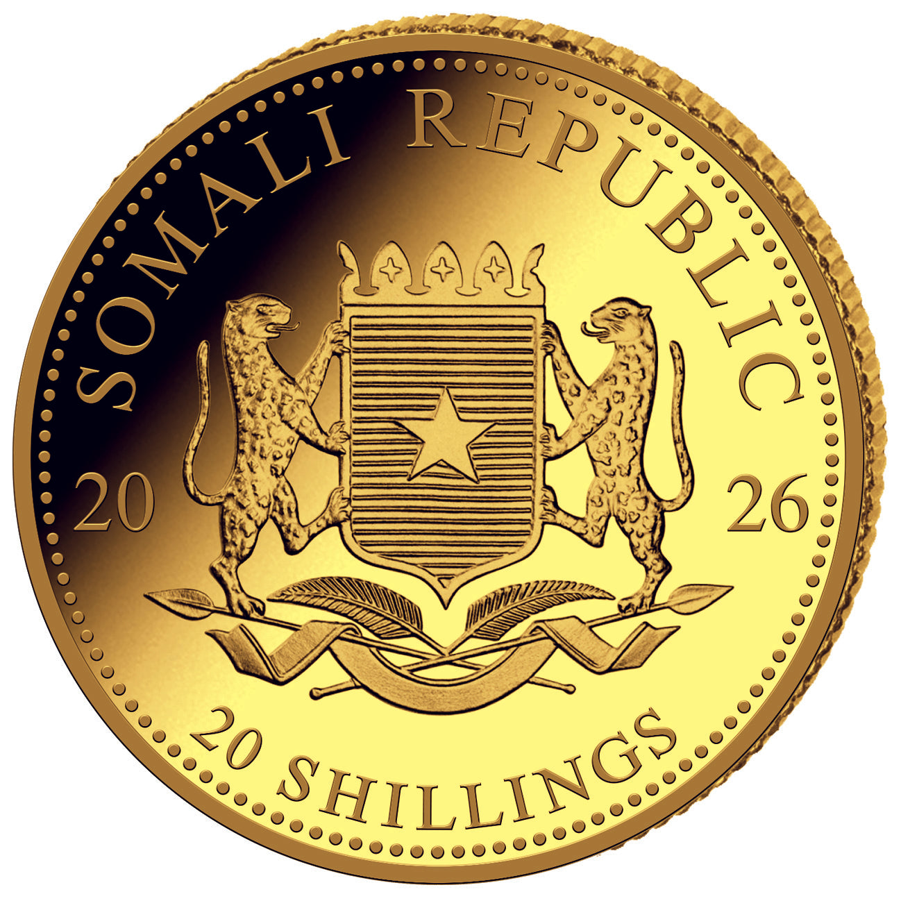 Somalia Elefant 2026 - 0,5 Gramm Goldmünze PP Polierte Platte**