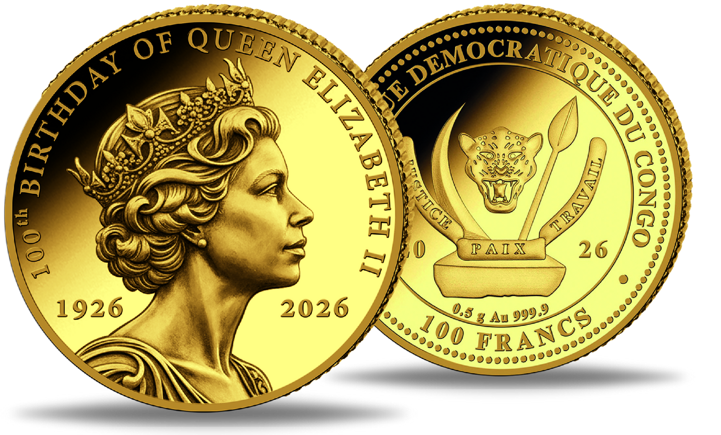 Gedenkmünze - 100. Geburtstag Queen Elizabeth II 2026 – 0,5 Gramm Goldmünze PP Polierte Platte**
