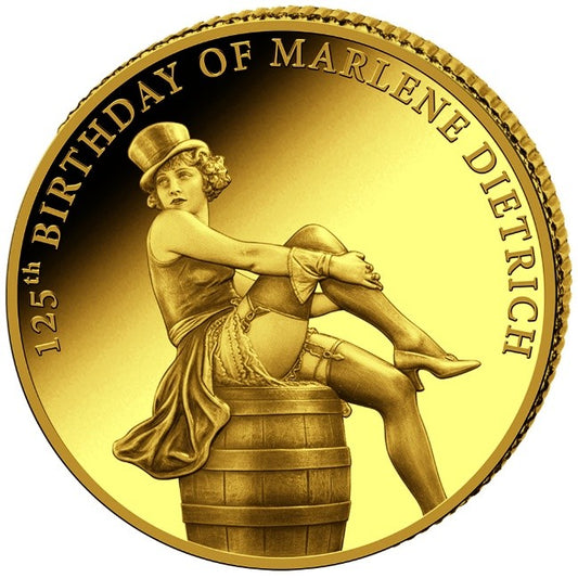 Marlene Dietrich 125. Geburtstag 0,5 Gramm Goldmünze 2026 PP**