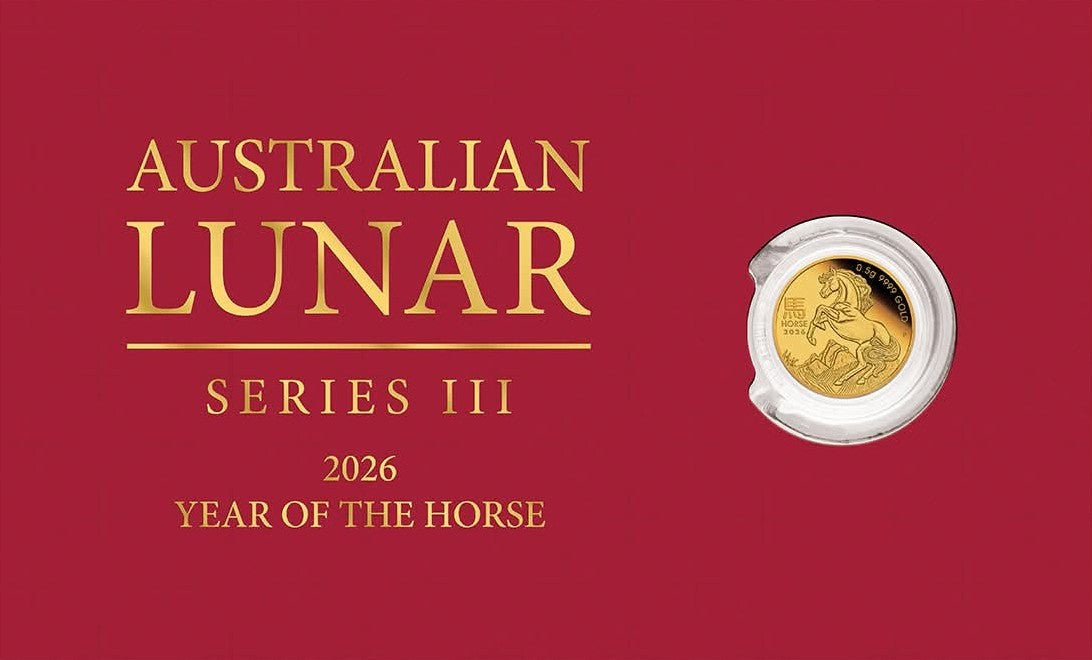 Lunar III Jahr des Pferdes 2026 0,5 Gramm Goldmünze PM im Blister**