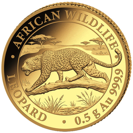 African Wildlife - Somalia Leopard - 2026 - 0,5 g Gramm Goldmünze PP**