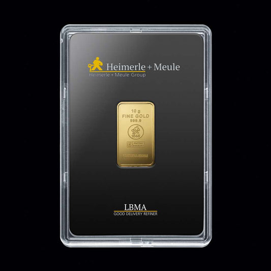 Goldbarren 10 Gramm Heimerle & Meule 999.9 Feingold Gold mit Box**
