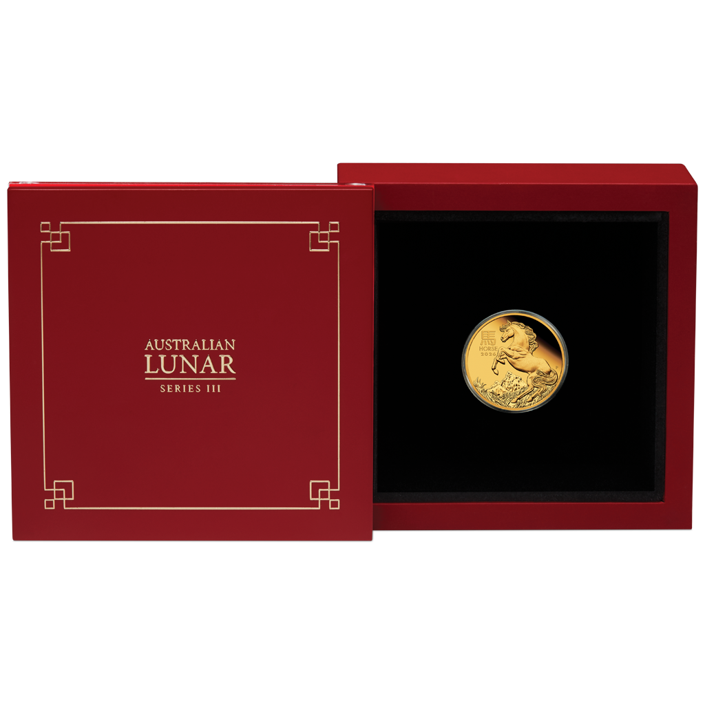 Lunar III Jahr des Pferdes 2026 1/10 oz Goldmünze PM PP in Box**