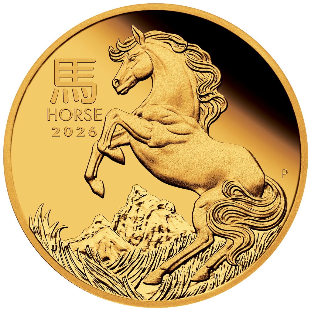 Lunar III Jahr des Pferdes 2026 1/10 oz Goldmünze PM PP in Box**