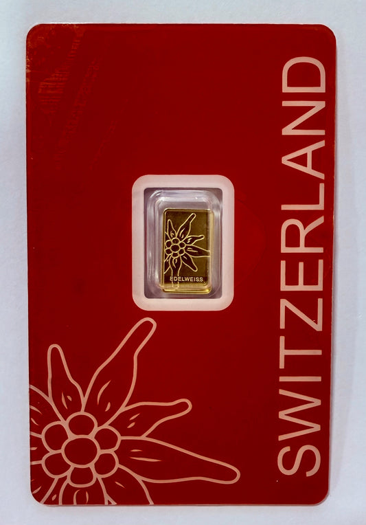 PAMP Suisse 1 Gramm Goldbarren Edelweiss 9999 Gold im Blister mit Folie**