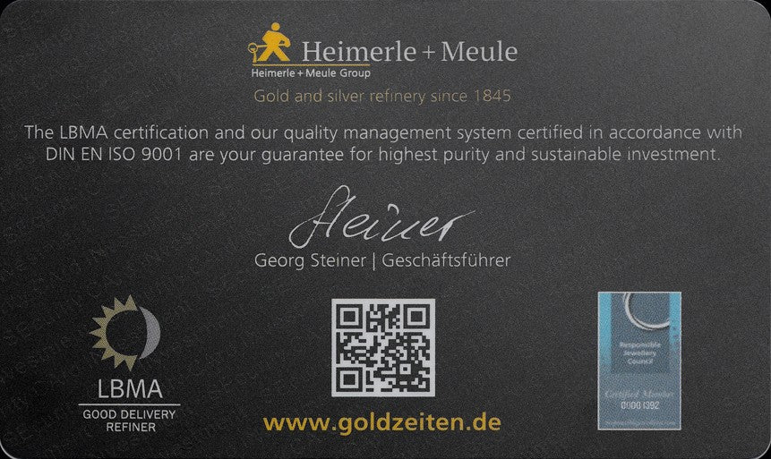 Heimerle + Meule 1 Gramm Secain Card Goldbarren**