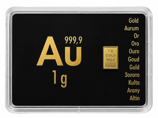 Valcambi 1 Gramm Goldbarren in Motivbox Au International Gold Barren 999**