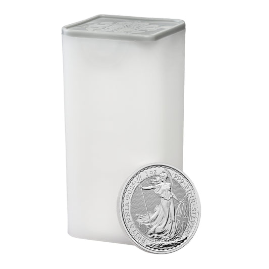 Tube 25 x 1 oz Britannia 2025 König Charles III Silber*