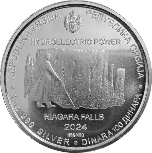 Nikola Tesla - Hydroelectric Power - Niagara Falls - 2024 10. Ausgabe 1 oz Silbermünze