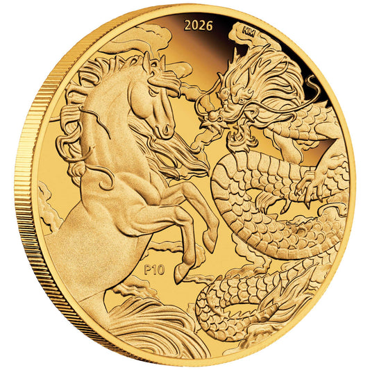 Chinese Myths and Legends - Dragon and Horse 2026 1 oz Goldmünze PP**