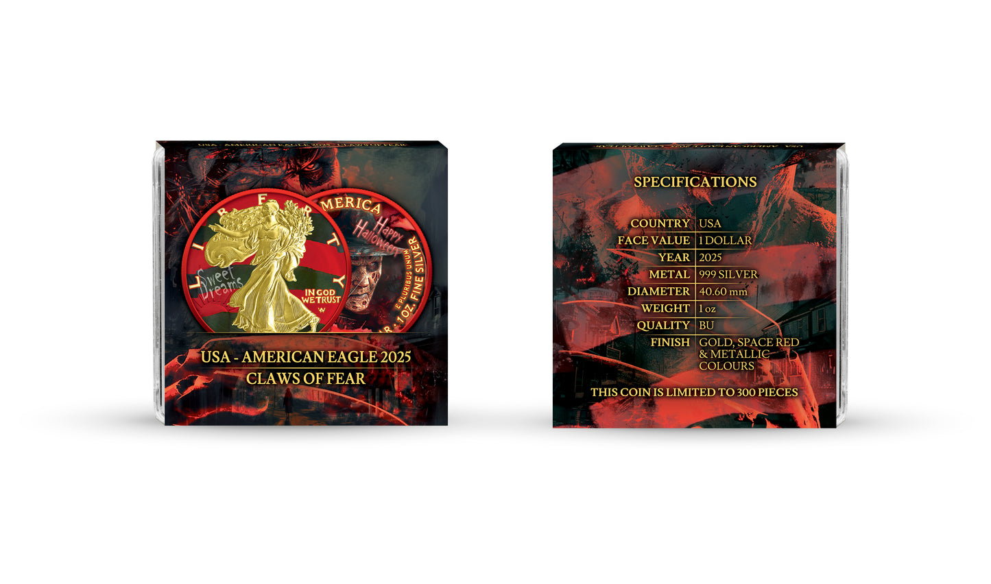 American Eagle 2025 - Halloween - Claws of Fear - 1 oz Silbermünze Farbe teilvergoldet ***