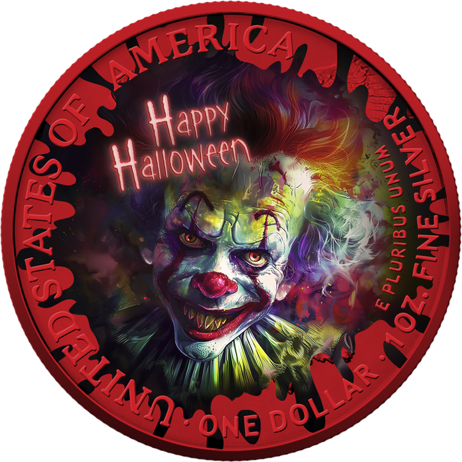 American Eagle 2025 - Halloween - Creepy Smile - 1 oz Silbermünze Farbe teilvergoldet ***