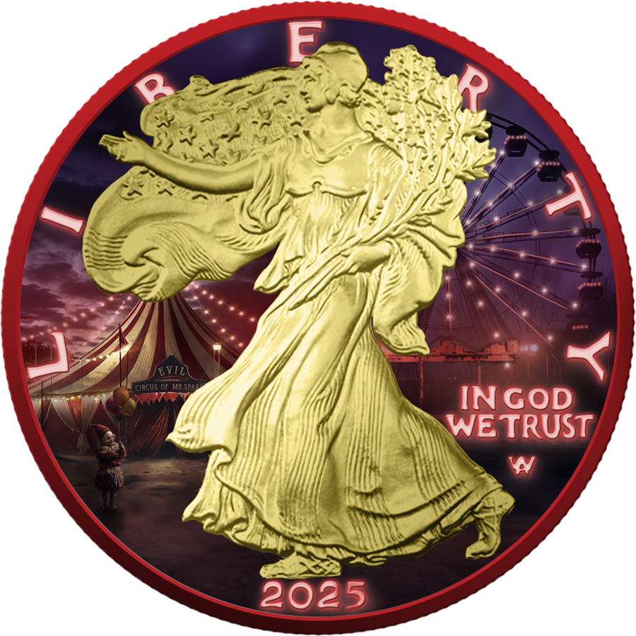 American Eagle 2025 - Halloween - Creepy Smile - 1 oz Silbermünze Farbe teilvergoldet ***