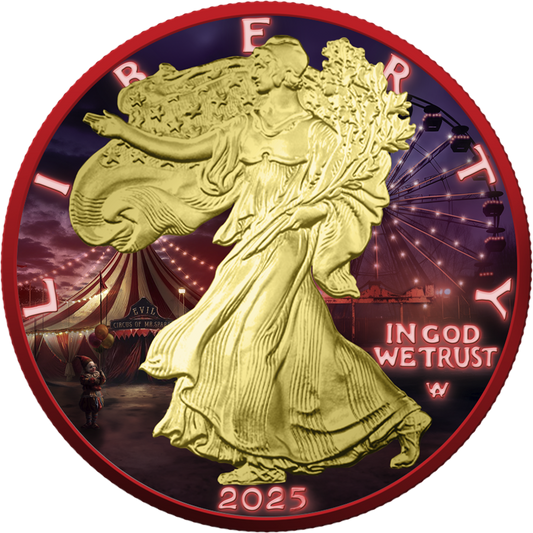 American Eagle 2025 - Halloween - Creepy Smile - 1 oz Silbermünze Farbe teilvergoldet ***
