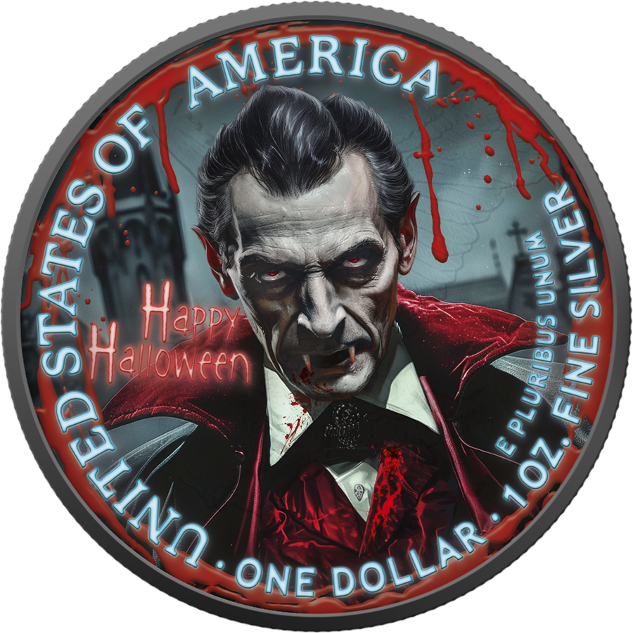 American Eagle 2025 - Halloween - Prince of the Night - 1 oz Silbermünze Farbe teilvergoldet ***