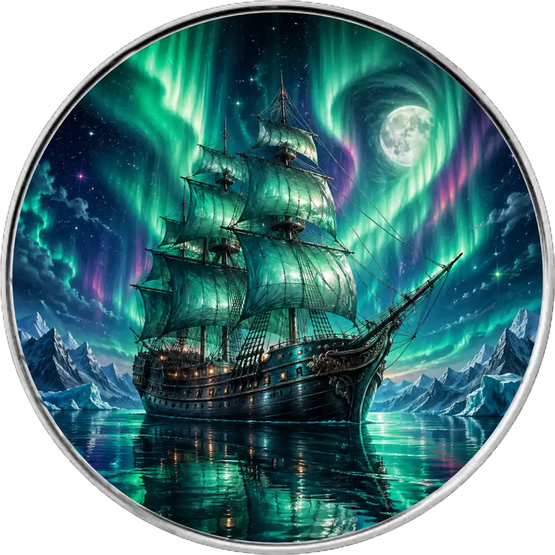 American Eagle 2026 - Masters of the Seas - (6.) Aurora Wanderer - 1 oz Silbermünze Antik Farbe