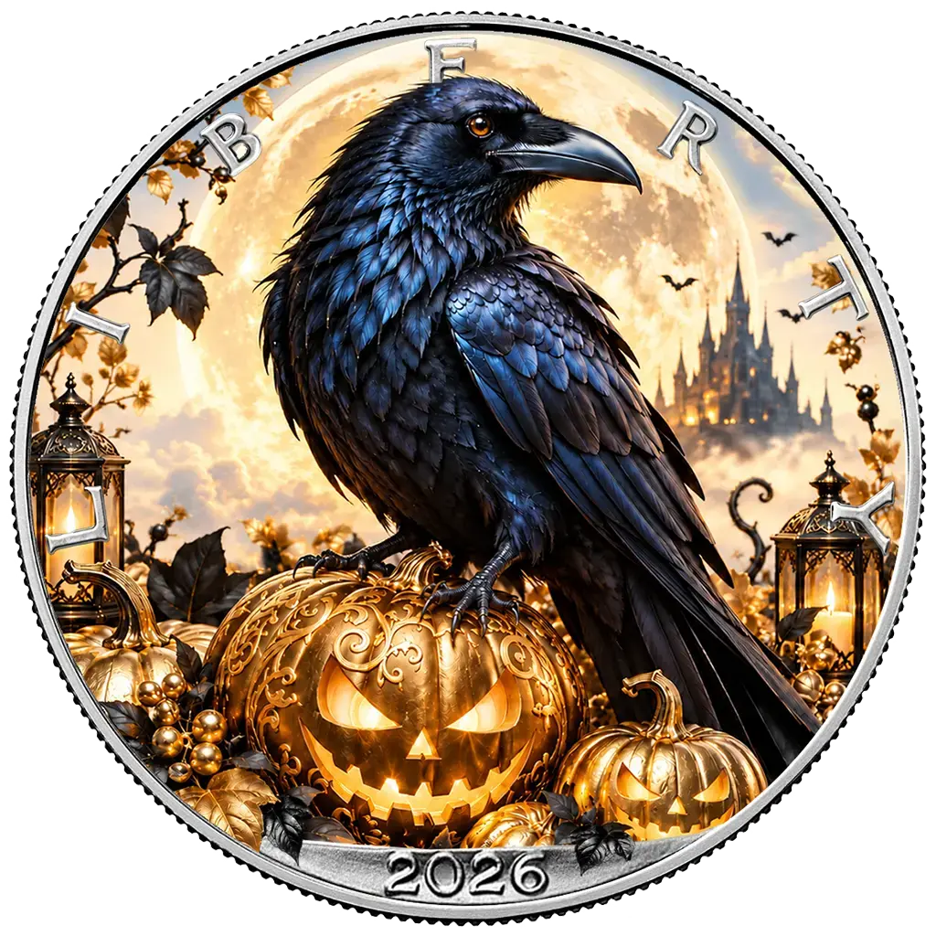 American Silver Eagle 2026 - Halloween - Midnight Raven - 1 oz Silbermünze - Farbe - Color