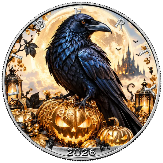 American Silver Eagle 2026 - Halloween - Midnight Raven - 1 oz Silbermünze - Farbe - Color