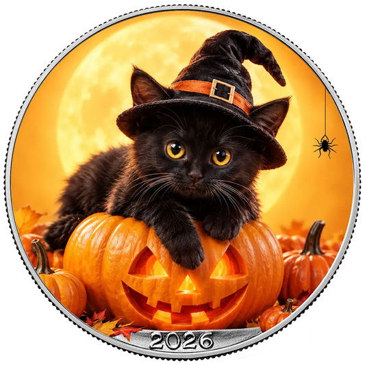 American Silver Eagle 2026 - Halloween - Spooky Little Paws - 1 oz Silbermünze - Farbe - Color