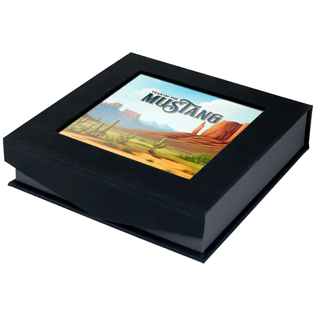 American Lunar - Year of the Mustang - 2026 - 1 oz Silbermünze Farbe in Box
