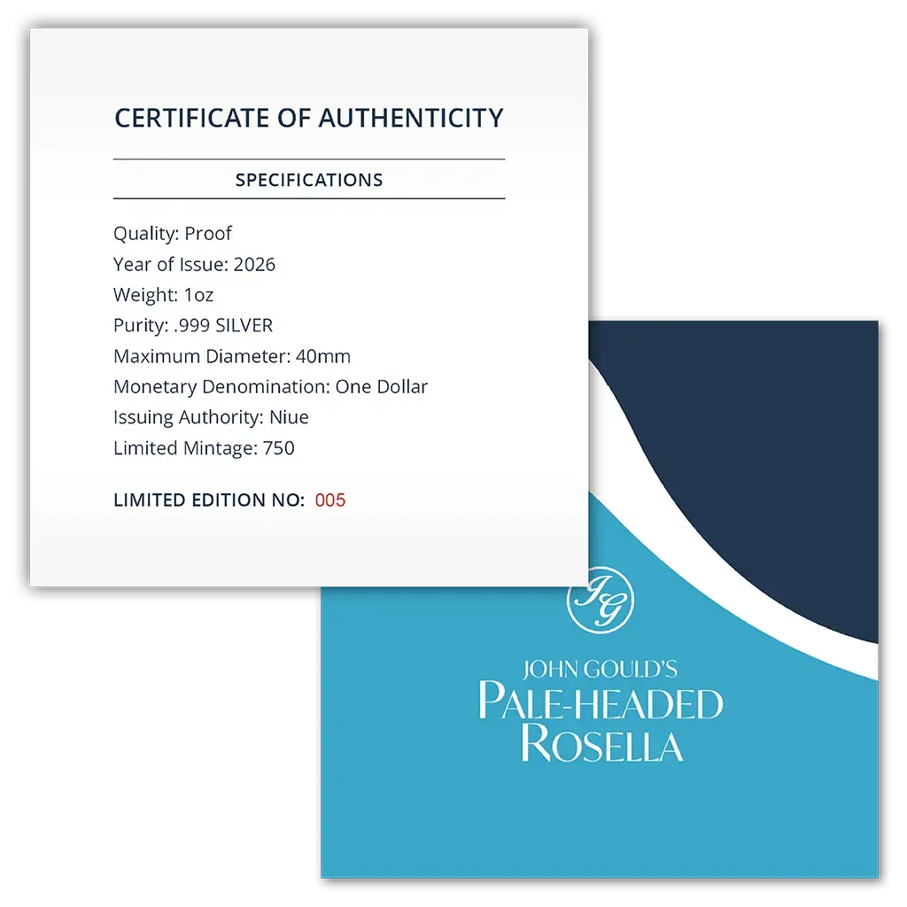 Niue Blasskopfsittich 2026 Farbe - 1 oz Polierte Platte - Privy Mark - Silbermünze***
