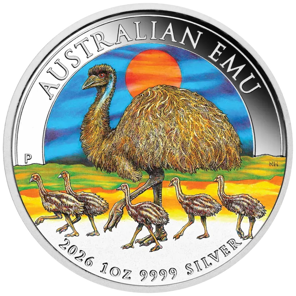 Australischer EMU 2026 - 1 oz Silbermünze Farbe