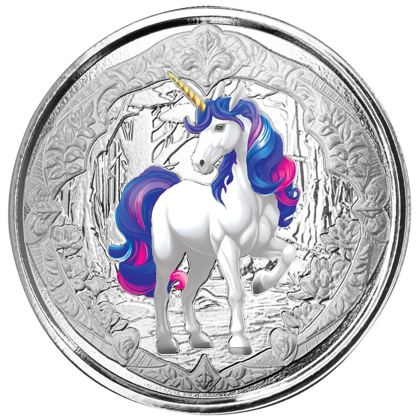 Fiji - Unicorn - Einhorn - Azurea - 2024 1 oz Silbermünze Pl Color