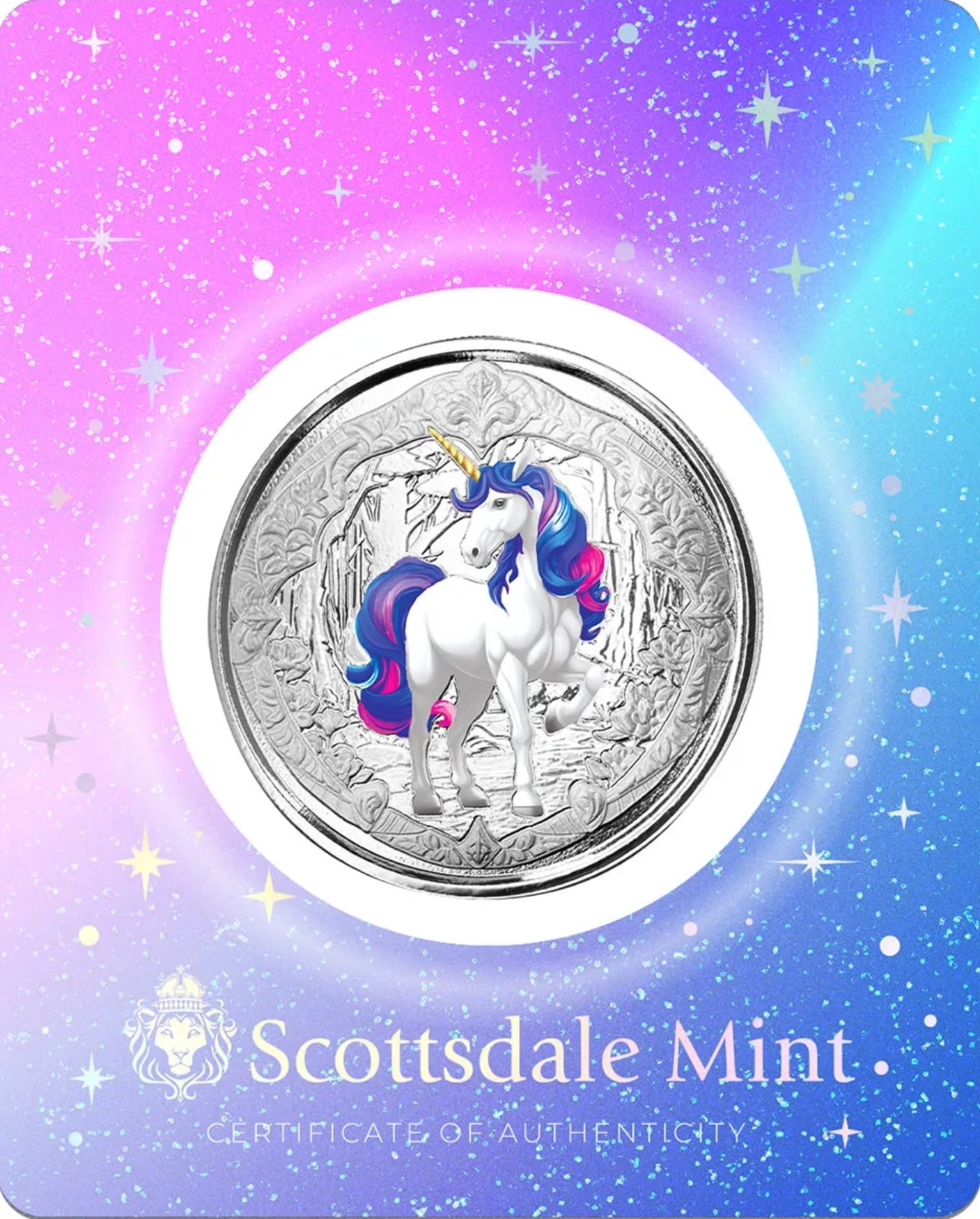 Fiji - Unicorn - Einhorn - Azurea - 2024 1 oz Silbermünze Pl Color