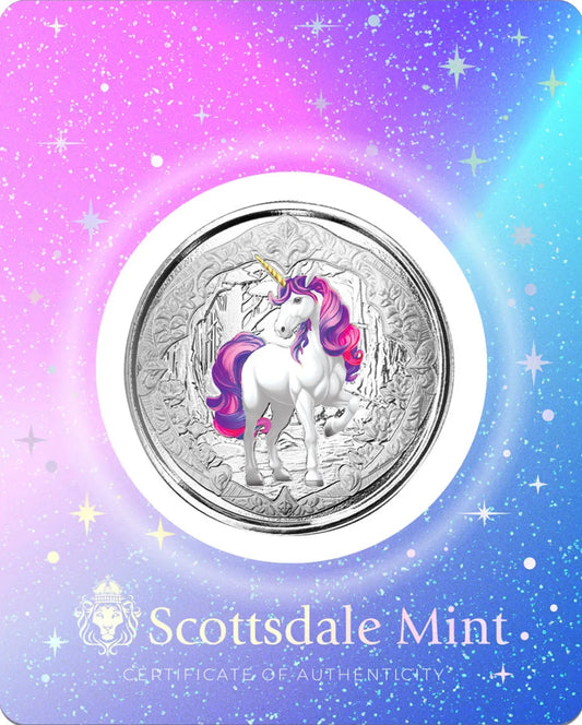 Fiji - Unicorn - Einhorn - Veloria - 2024 1 oz Silbermünze Pl Color
