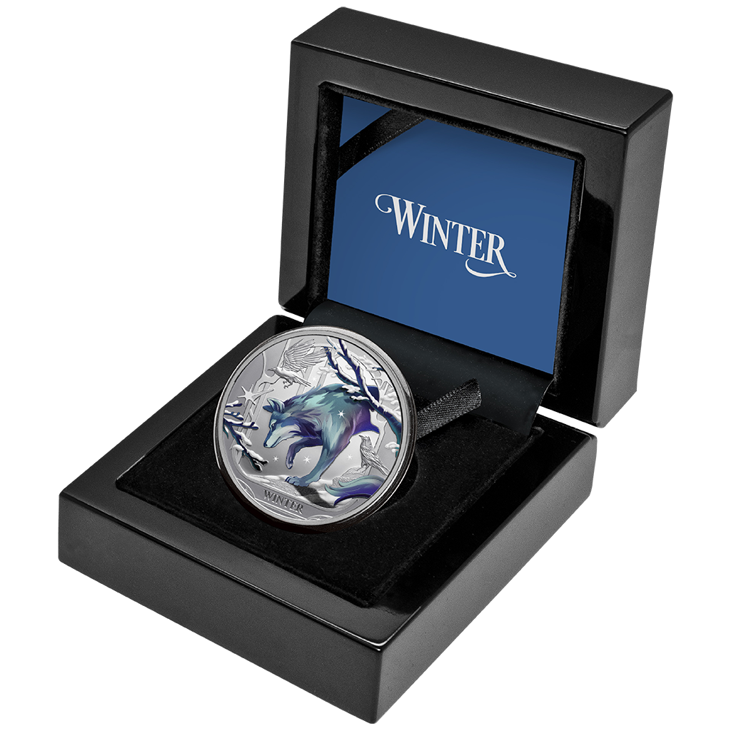Jahreszeiten - Winter Wolf - 2025 - 1 oz Silbermünze Farbe PP***
