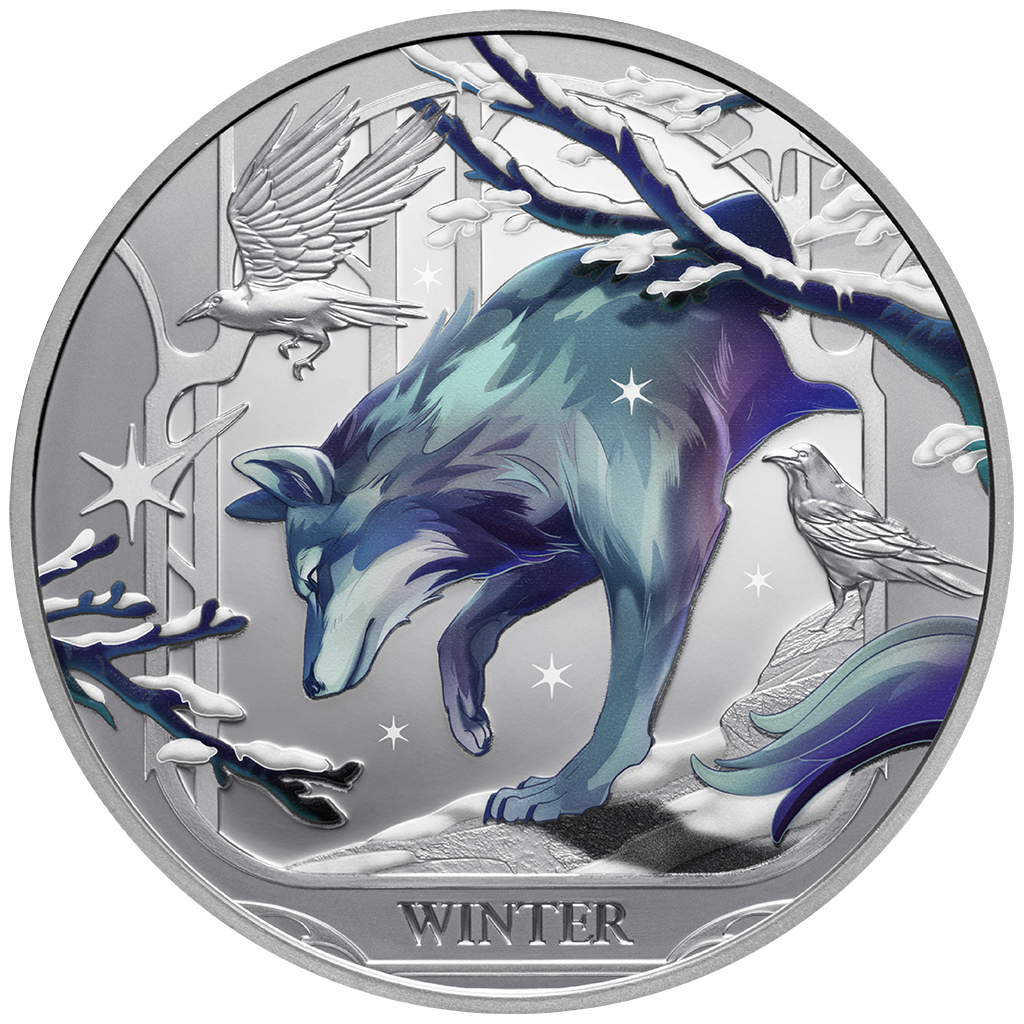 Jahreszeiten - Winter Wolf - 2025 - 1 oz Silbermünze Farbe PP***