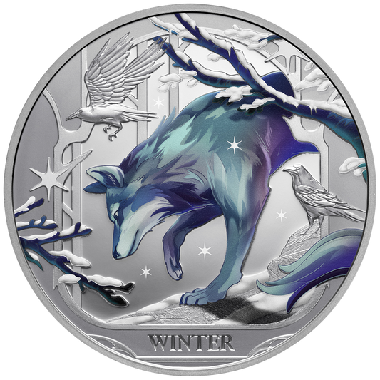 Jahreszeiten - Winter Wolf - 2025 - 1 oz Silbermünze Farbe PP***