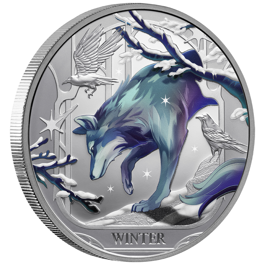 Jahreszeiten - Winter Wolf - 2025 - 1 oz Silbermünze Farbe PP***