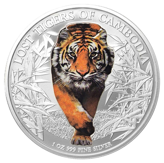 Lost Tigers of Cambodia 2026 1 oz Silbermünze Farbe Color