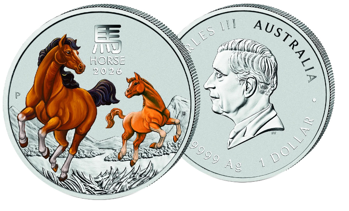 Lunar III Jahr des Pferdes 2026 1 oz Silbermünze Farbe Color