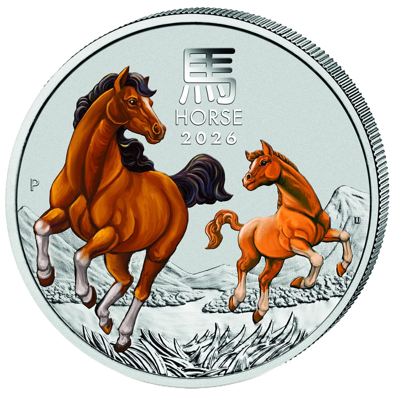 Lunar III Jahr des Pferdes 2026 1 oz Silbermünze Farbe Color