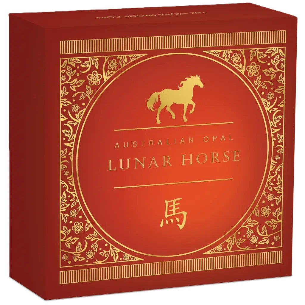 Lunar Opal Jahr des Pferdes 2026 1 oz Silbermünze PP in Box