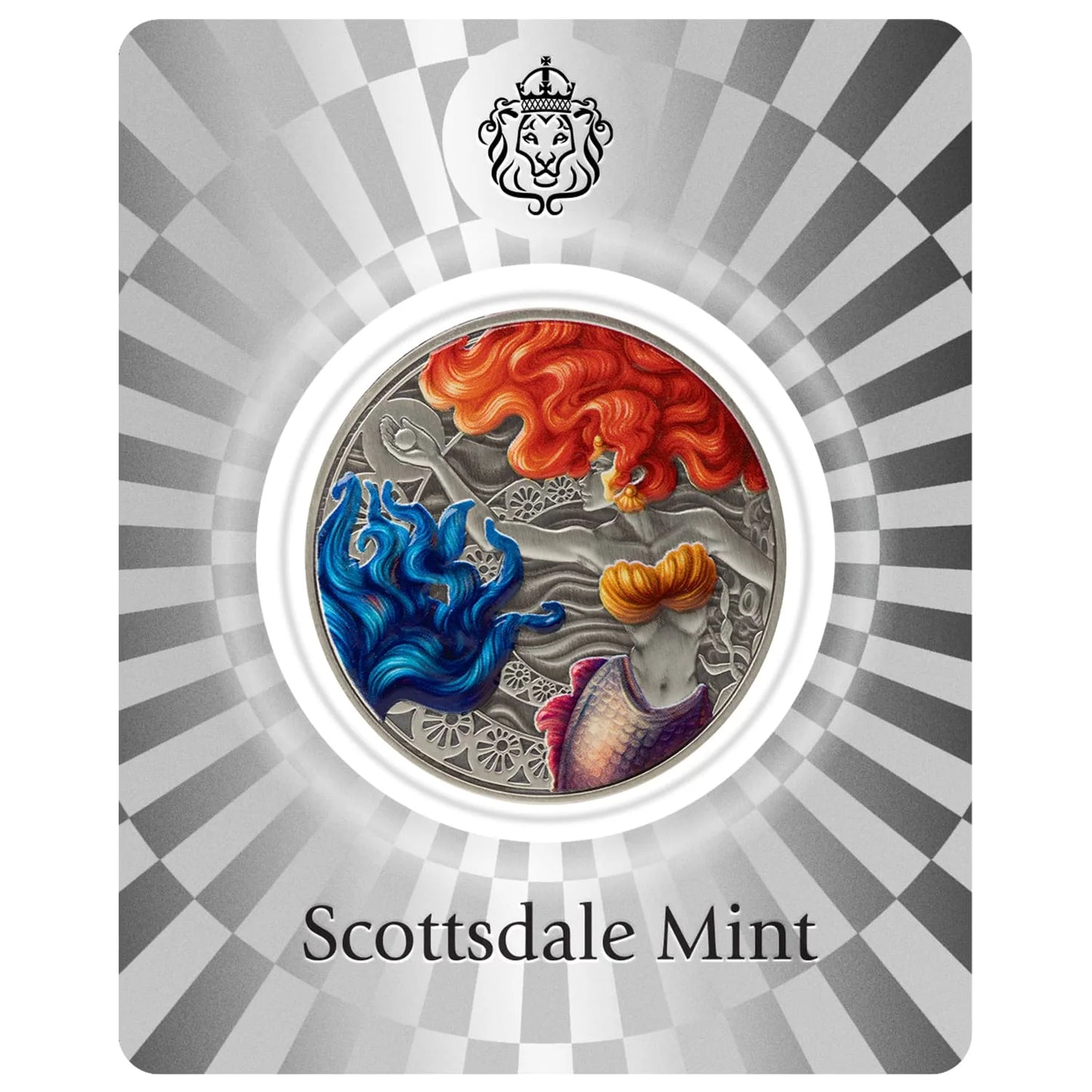 Mermaid and Pearl - Meerjungfrau und Perle 2025  – 1 oz Silbermünze Antik Farbe