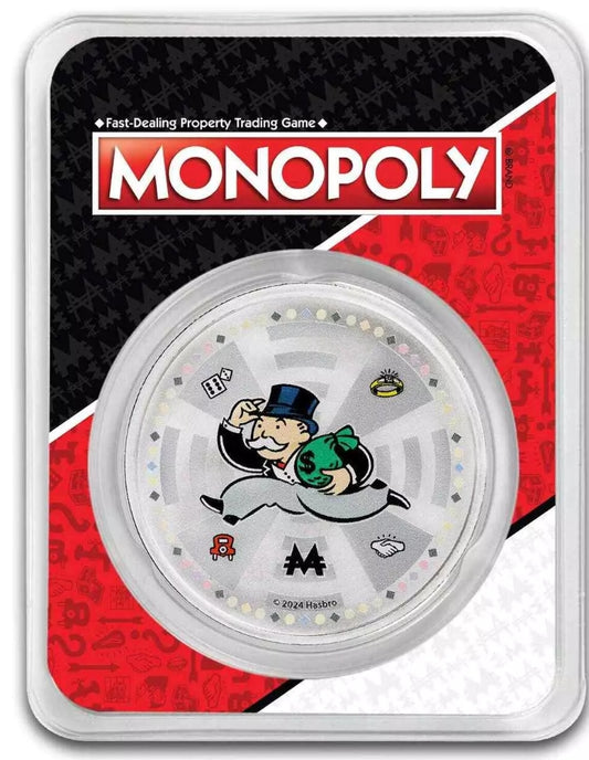 Monopoly™ - Mr. Monopoly™ -1 oz Silbermünze 2024 Color Farbe Blister*