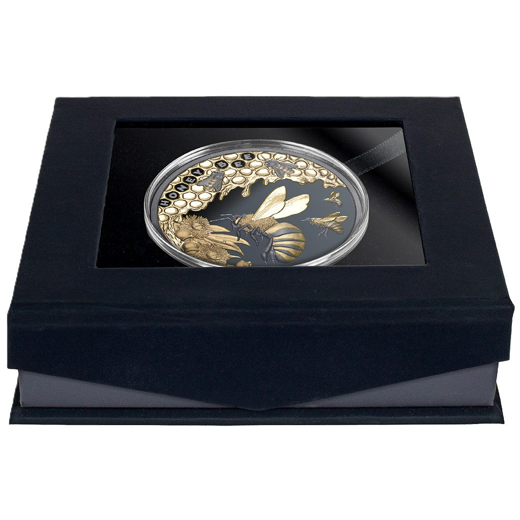 Niue - Honey Bee - Honigbiene - 2025 - 1 oz Silbermünze Teilvergoldet Black Proof***