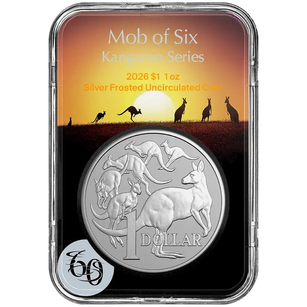 RAM Kangaroo Känguru 2026 -  Mob of Six Roos - 1 oz Silbermünze im Slab