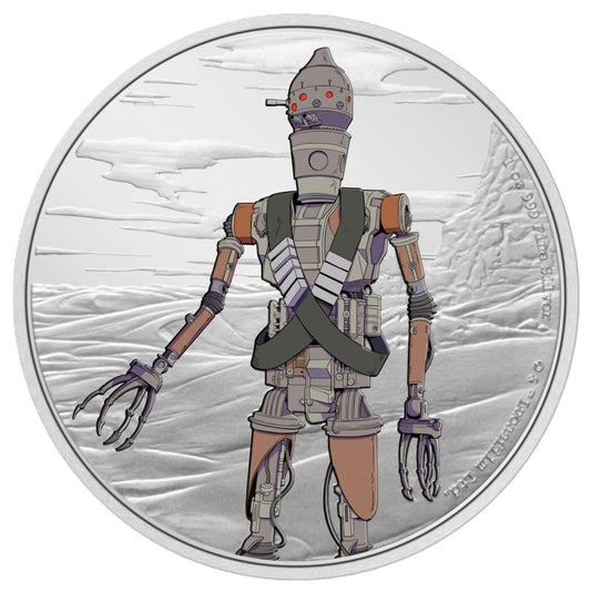 Niue Islands 2 Dollar Star Wars Mandalorian (3) IG-11 Color Proof 1 Oz Silver 2021*
